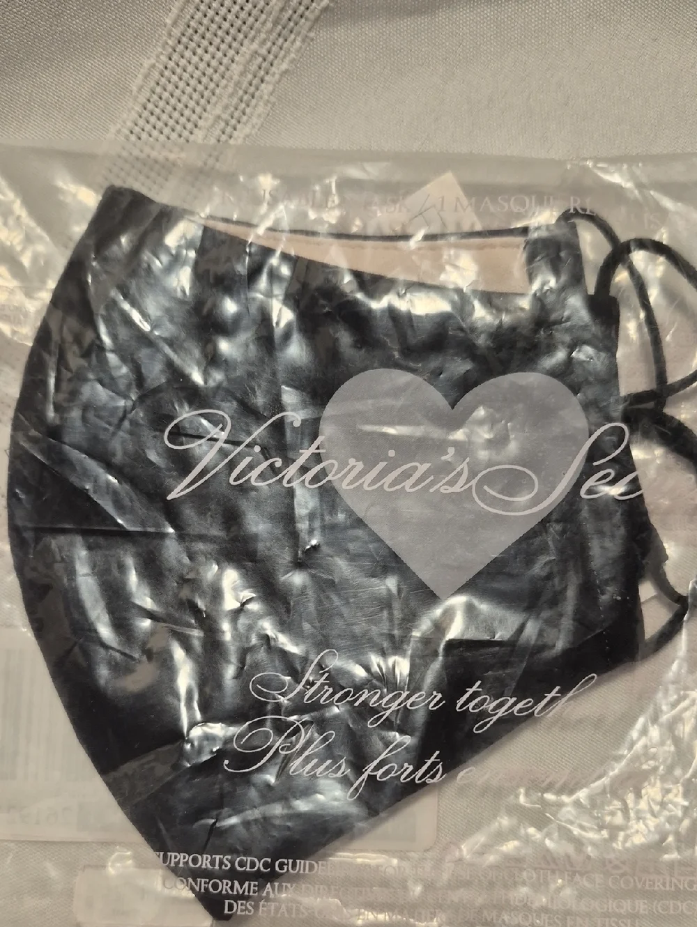 New Victoria's Secret Navy/White Striped And Black Face Mask - Picture 3 of 3